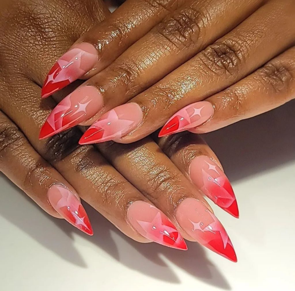 HOW TO DO RED LOUIS VUITTON NAILS TUTORIAL I LONG ACRYLIC COFFIN